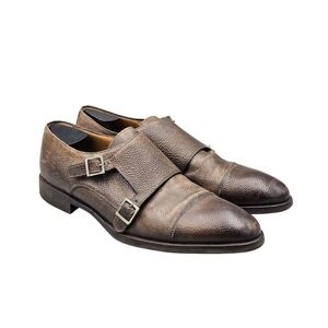 Di Bianco Mens Size 11 US 44 EU SPQR Brown Pebbled Leather Monk Strap Shoes READ